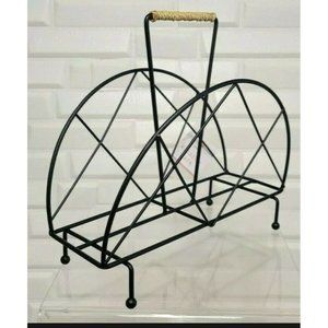 Small Tabletop Desktop Magazine Metal Rack Half Oval Shape Black Finish 066